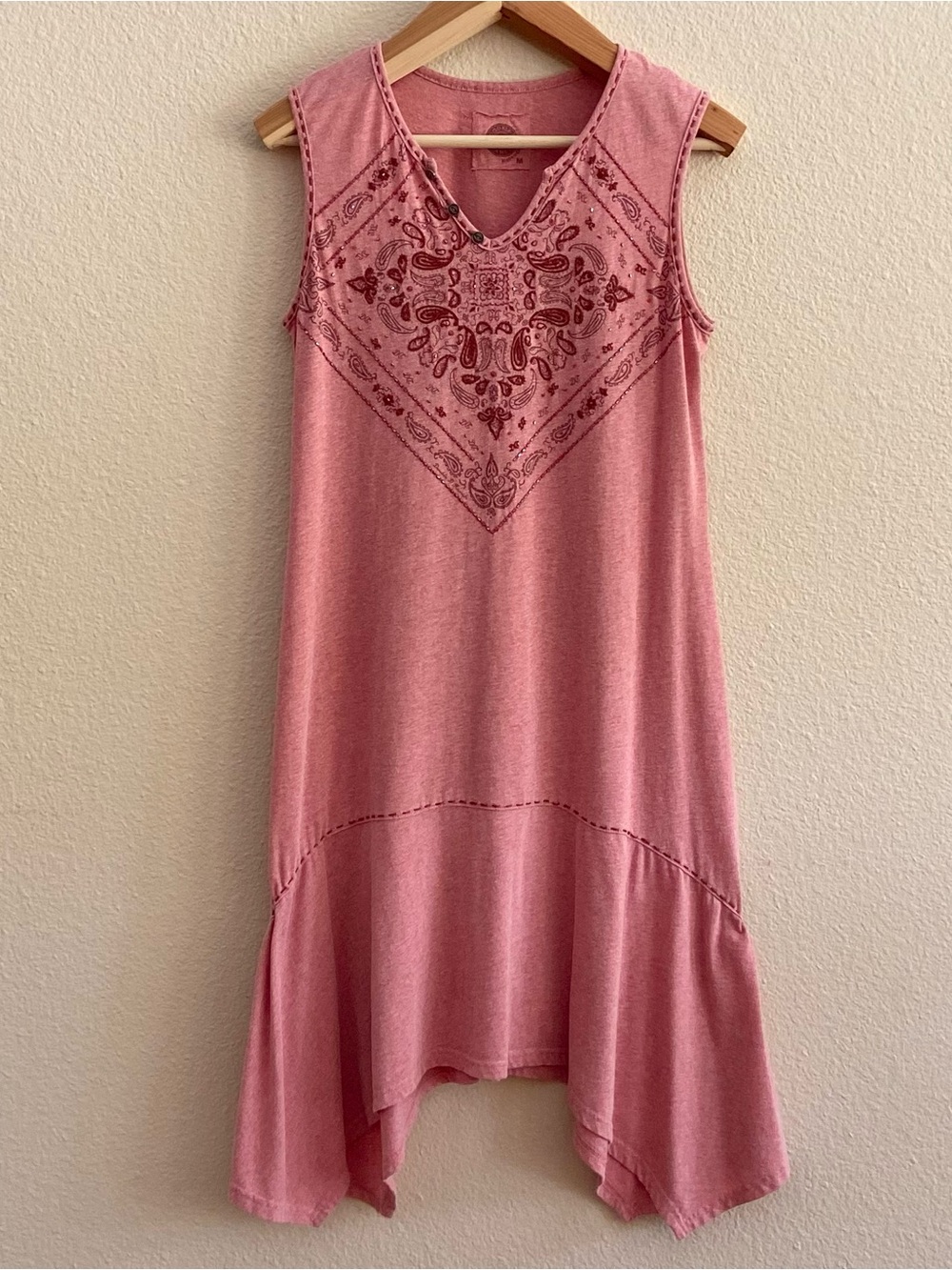 Dress - Double D Ranch - Tank Style - Sleeveless - Handkerchief Hem - Dusty Rose